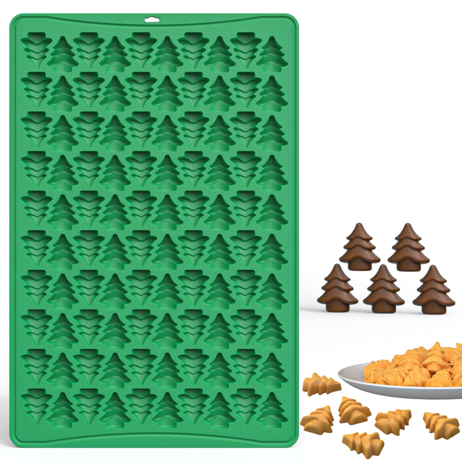Gummy Candy - FAIS DU ミニクリスマスツリー型 - グミ、クッキー、プリン、ゼリー、犬用ビスケット用の100キャビティシリコン型