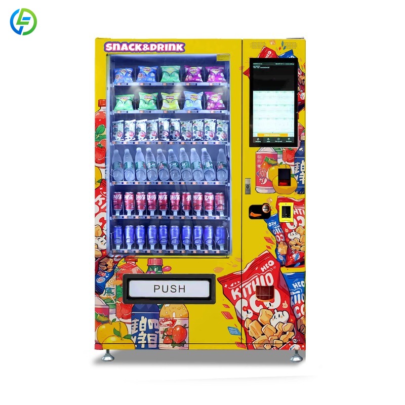Food Snacks Drinks - 24時間営業の食品・飲料自動販売機。オフィス、学校、ホテルなどで利用可能。コイン、紙幣、カードで操作。カスタマイズも可能。