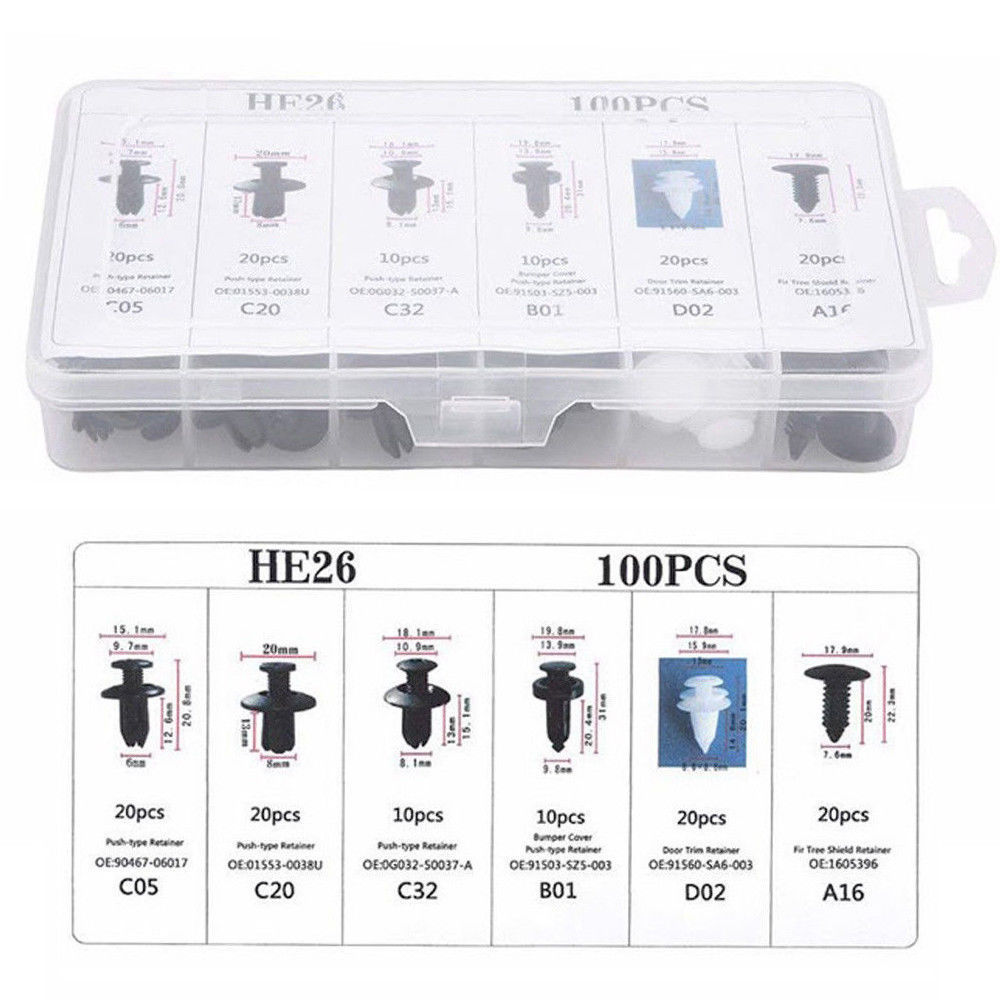 100 個カーアクセサリー混合自動ファスナークリッププッシュ - Trail Mix のレビューと価格